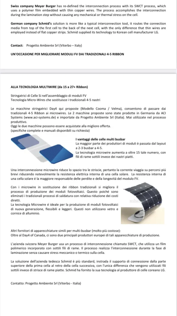 produzione di pannelli solari ( celle)