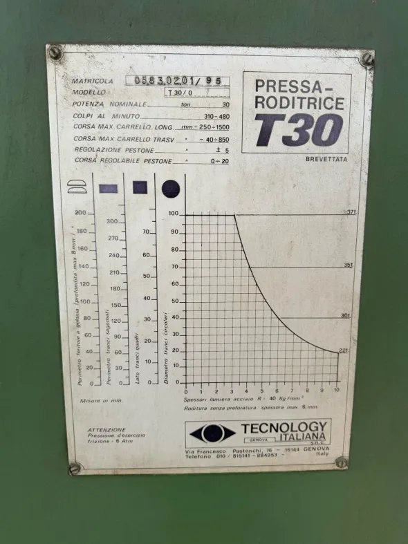 Punzonatrice/Roditrice Technology Italia T30