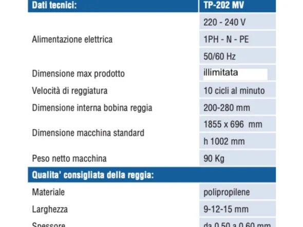 Reggiatrice TP-202MV Nuova