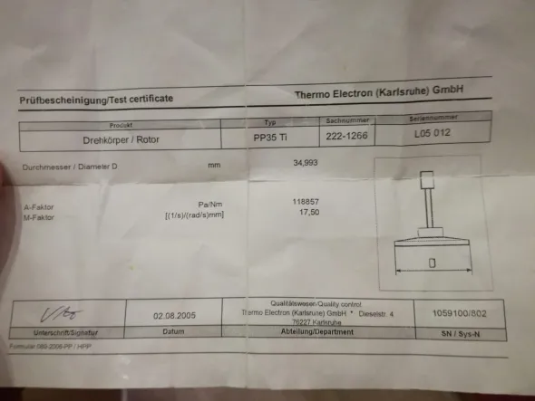 Reometro Haake rotovisco 1