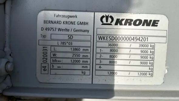 3#8332 Semirimorchio Krone modello SD P 27