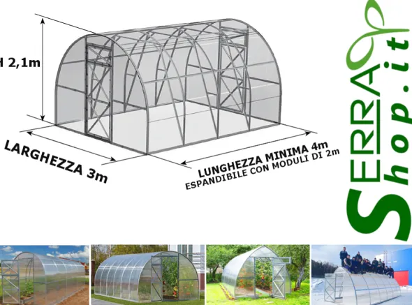 Serra POLICARBONATO 3X4 tunnel ESPANDIBILE