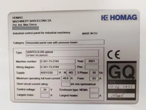 14#8616 Sezionatrice Homag