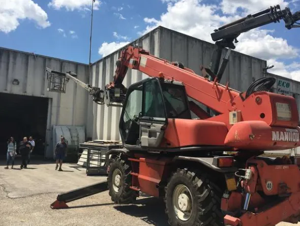 1#3222 Sollevatore telescopico Manitou Mrt 21.45 turbo completo di forche
