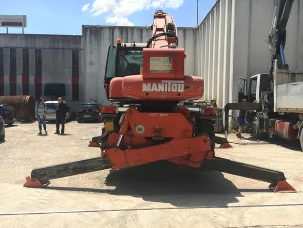 1#3222 Sollevatore telescopico Manitou Mrt 21.45 turbo completo di forche