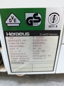 STUFA DI ESSICCAZIONE – HERAEUS – MOD. T 6200 (FOR-20)