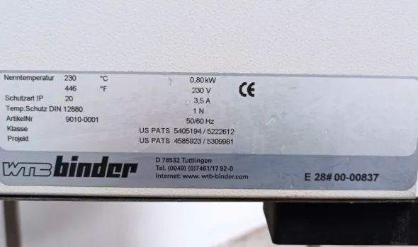 STUFA DI ESSICCAZIONE – WTB BINDER – MOD. E28 (FOR-18)