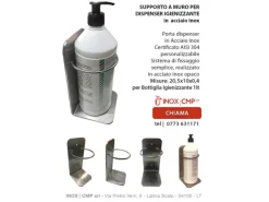 Supporto a Muro per Dispenser Igienizzante in Acciaio Inox