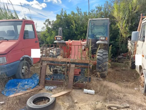 1#7975 Terna gommata Palazzani e Sollevatore con forche Manitou