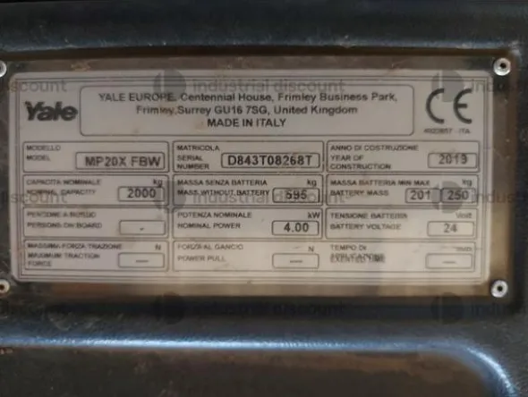 4#9470 Transpallet elettrico Yale MP20X