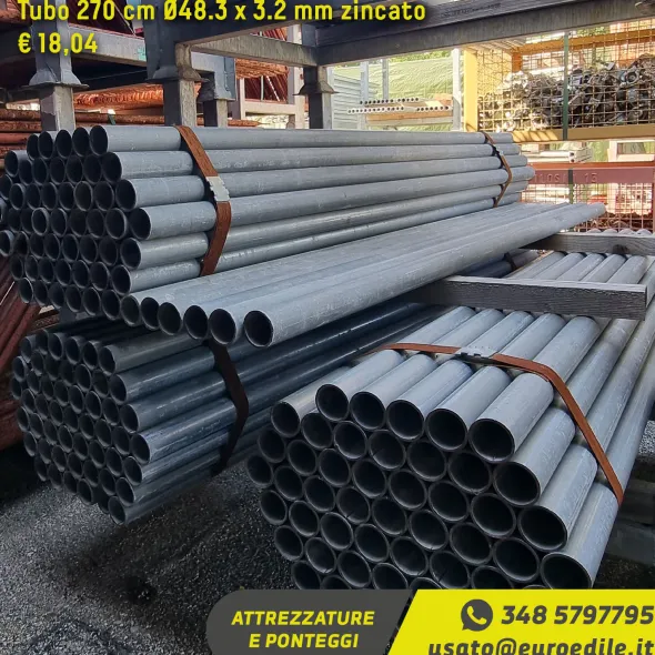 Tubo zincato in varie lunghezze, da 30 cm a 270 cm