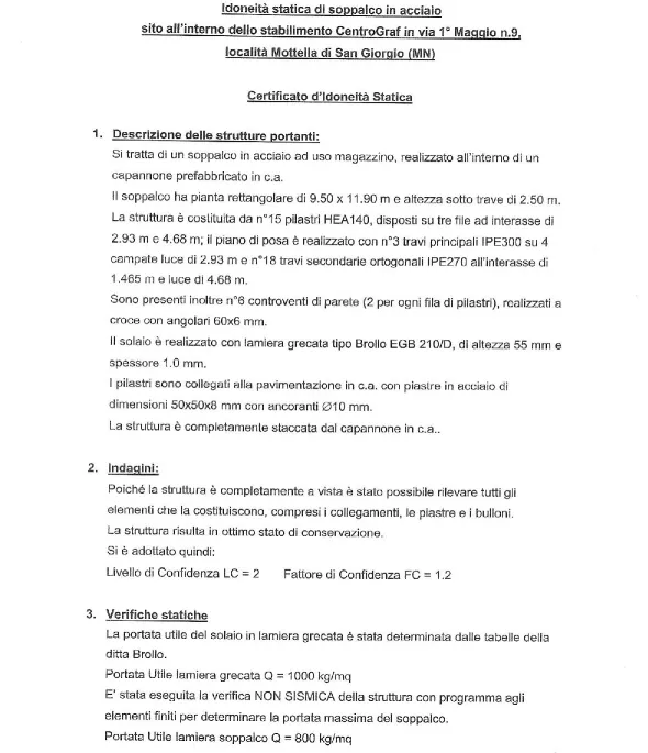 VENDO SOPPALCO CERTIFICATO